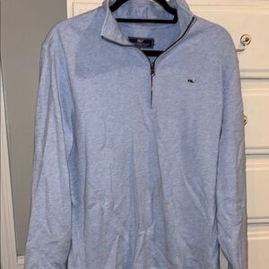 Vineyard Vines Blue Zip Up Sweater with Stand-Up Collar